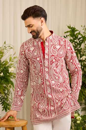 Kasbah The Linden Chikankari Embroidered Short Kurta 