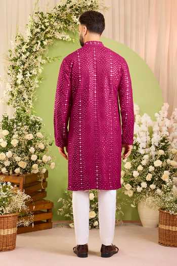 Kasbah Silk Mirror Embroidered Pink Kurta 