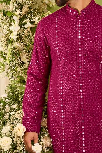 Buy Kasbah Pink Silk Mirror Embroidered Kurta Online at Aza Fashions Buy_Kasbah_Pink Silk Mirror Embroidered Kurta _Online_at_Aza_Fashions