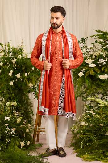 Kasbah Mirror Work Kurta With Stole
