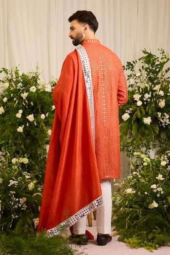 Kasbah Mirror Work Kurta With Stole
