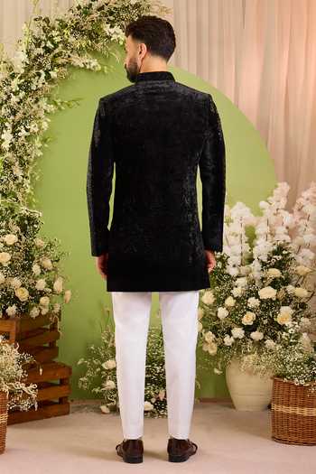 Kasbah The Elan Noir Cutdana & Sequin Sherwani 