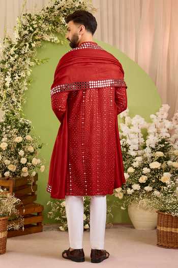 Kasbah Mirror Work Kurta With Stole 