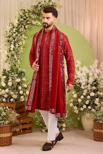 Kasbah Mirror Work Kurta With Stole 
