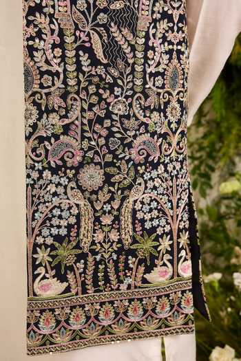 Buy Kasbah Blue Georgette The Canopy Embroidered Nehru Jacket Online at Aza Fashions Buy_Kasbah_Blue Georgette The Canopy Embroidered Nehru Jacket _Online_at_Aza_Fashions