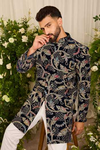 Kasbah The Ducal Crown Abstract Floral Short Sherwani