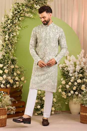 Buy Kasbah Green Georgette Silvan Flora And Fauna Kurta Online at Aza Fashions Buy_Kasbah_Green Georgette Silvan Flora And Fauna Kurta _Online_at_Aza_Fashions
