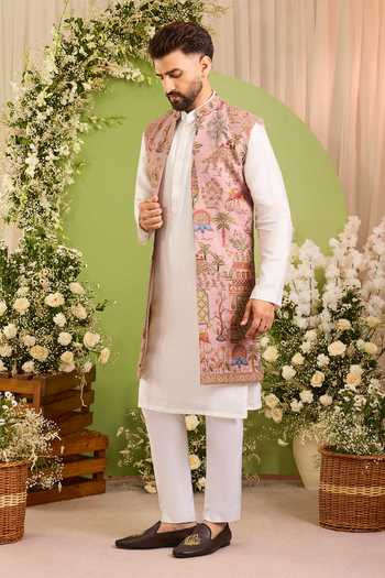 Kasbah The Crosby Nature Embroidered Nehru Jacket