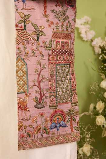 Buy_Kasbah_Purple Silk The Crosby Nature Embroidered Nehru Jacket _Online_at_Aza_Fashions