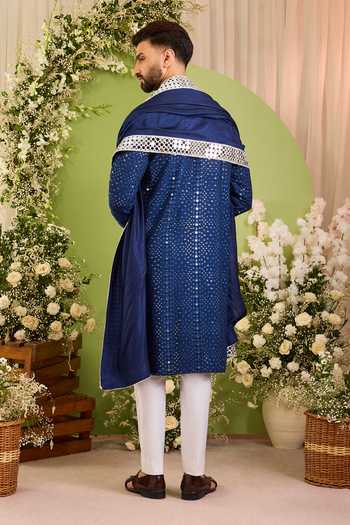 Kasbah Mirror Embroidered Blue Silk Kurta 