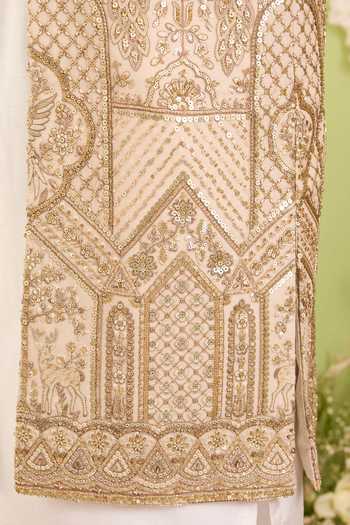 Buy Kasbah Beige Georgette The Eminence Embroidered Nehru Jacket Online at Aza Fashions Buy_Kasbah_Beige Georgette The Eminence Embroidered Nehru Jacket _Online_at_Aza_Fashions