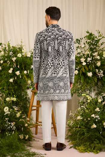 Kasbah The Palais Floral Embroidered Short Sherwani