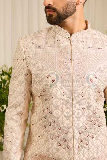 Buy Kasbah Cream Silk The Chateau Royale Handwork Sherwani Online at Aza Fashions Buy_Kasbah_Cream Silk The Chateau Royale Handwork Sherwani _Online_at_Aza_Fashions