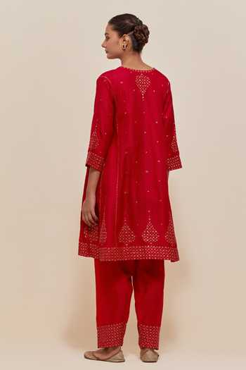 Kora Short Kalidar Silk Kurta Salwar Set 