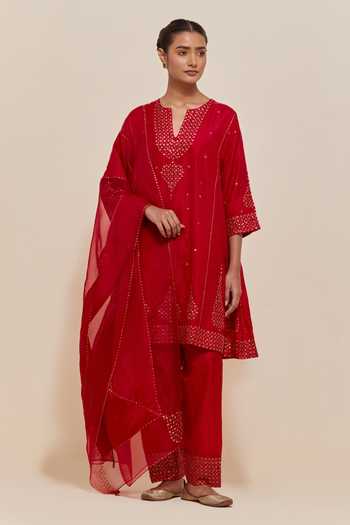 Kora Short Kalidar Silk Kurta Salwar Set 