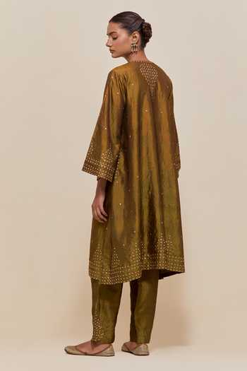 Kora Silk A-Line Kurta & Pant Set 