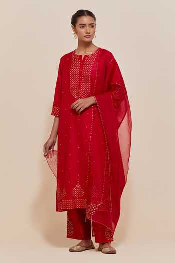 Kora Silk Straight Kurta Set 