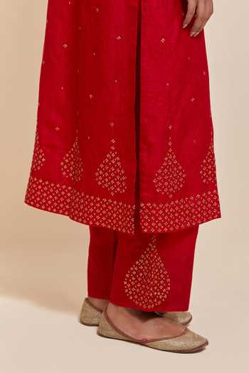 Buy_Kora_Red , Organza Round Neck, Yes Straight Kurta Set 