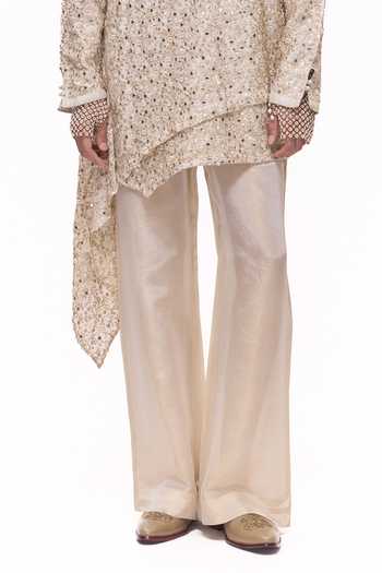 Mukti And Kavith Casa Gold Chanderi, Tissue Layered Kurta And Palazzo Set at Aza Fashions Mukti And Kavith Casa_Gold Chanderi, Tissue Layered Kurta And Palazzo Set _at_Aza_Fashions