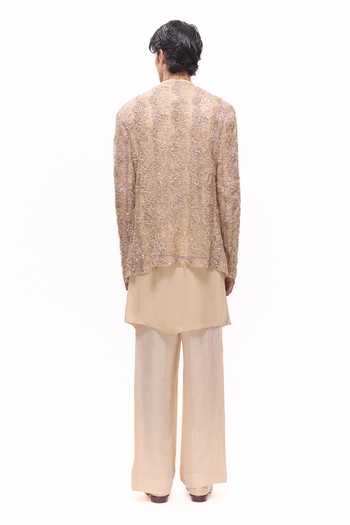 Mukti And Kavith Casa Embroidered Short Jacket With Draped Kurta Set 