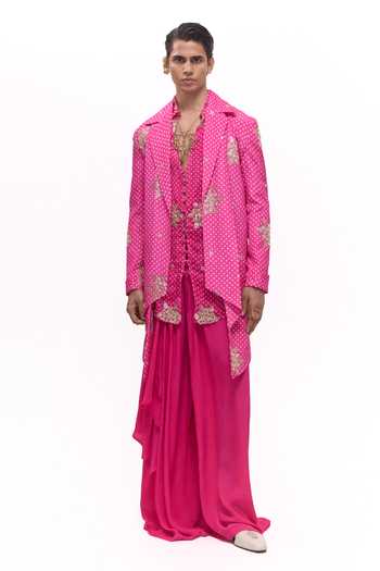 Mukti And Kavith Casa Bandhani Embroidered Jacket & Kurta Set 