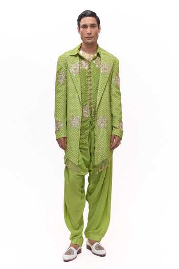 Mukti And Kavith Casa Bandhani Short Jacket Kurta Set 