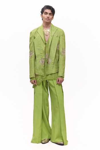 Mukti And Kavith Casa Bandhani Embroidered Short Jacket Kurta Set 