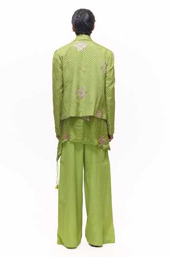 Mukti And Kavith Casa Bandhani Embroidered Short Jacket Kurta Set 