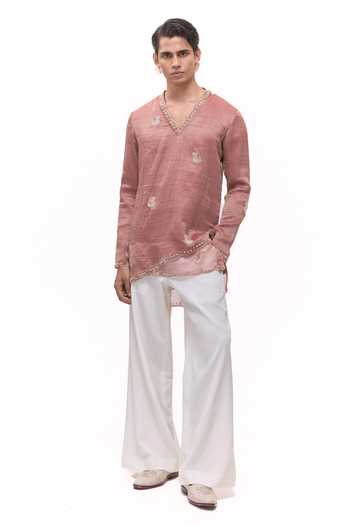 Mukti And Kavith Casa Layered Kurta With Ivory Palazzo 