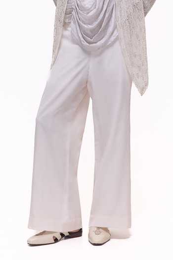 Shop_Mukti And Kavith Casa_White Net, Crepe Embroidered Jacket And Draped Kurta Set _Online_at_Aza_Fashions