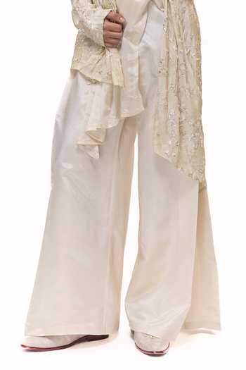 Mukti And Kavith Casa_Gold Tissue Heritage Embroidered Jacket And Kurta Set _Online_at_Aza_Fashions