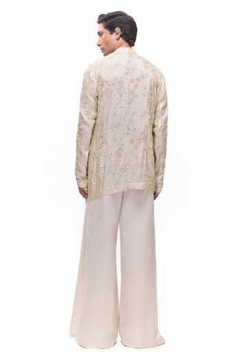 Mukti And Kavith Casa Gold Heritage Embroidered Jacket & Kurta Set 