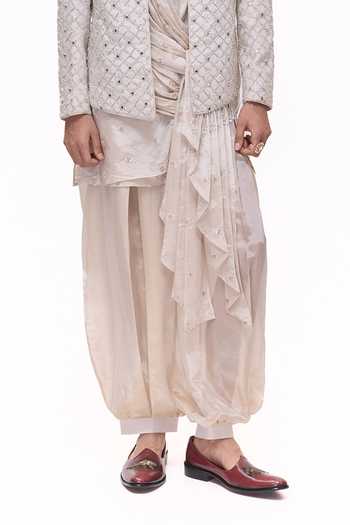 Mukti And Kavith Casa Ivory Chanderi, Tissue, Silk, Dupion Mirror Jaal Work Jacket And Kurta Set Online at Aza Fashions Mukti And Kavith Casa_Ivory Chanderi, Tissue, Silk, Dupion Mirror Jaal Work Jacket And Kurta Set _Online_at_Aza_Fashions