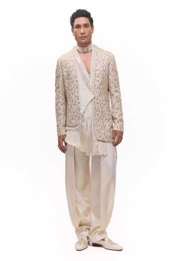 Mukti And Kavith Casa Heritage Embroidered Jacket & Kurta Set 