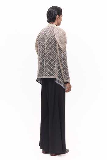Mukti And Kavith Casa Beige Net, Organza, Crepe Jaa Wwork Sheer Jacket And Kurta Set Online at Aza Fashions Mukti And Kavith Casa_Beige Net, Organza, Crepe Jaa Wwork Sheer Jacket And Kurta Set _Online_at_Aza_Fashions