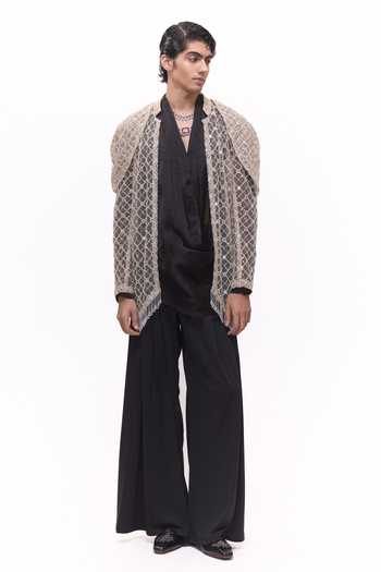 Mukti And Kavith Casa Jaa Wwork Sheer Jacket & Kurta Set 