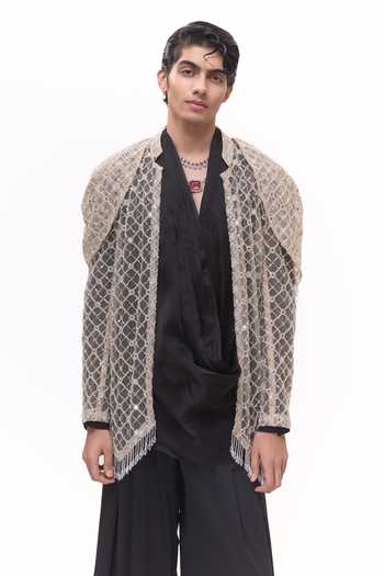 Shop Mukti And Kavith Casa Beige Net, Organza, Crepe Jaa Wwork Sheer Jacket And Kurta Set Online at Aza Fashions Shop_Mukti And Kavith Casa_Beige Net, Organza, Crepe Jaa Wwork Sheer Jacket And Kurta Set _Online_at_Aza_Fashions