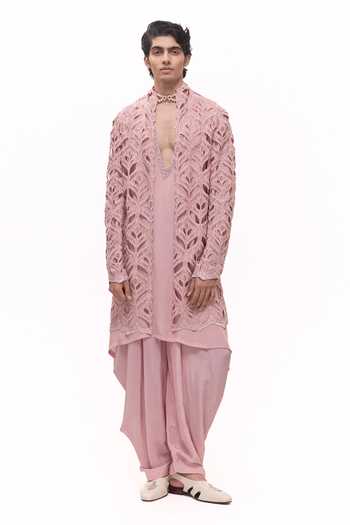 Mukti And Kavith Casa Heritage Cutwork Jacket & Kurta Set 