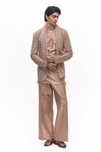 Mukti And Kavith Casa Antique Embroidered Jacket & Kurta Set 
