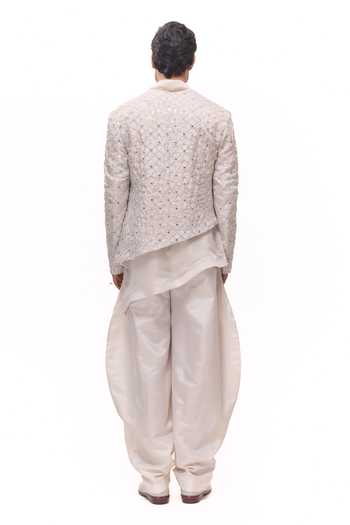 Mukti And Kavith Casa Mirror Jaal Work Draped Jacket & Kurta Set 