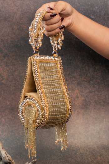 Nayaab By Sonia Hinted Beadfall Clutch Bag