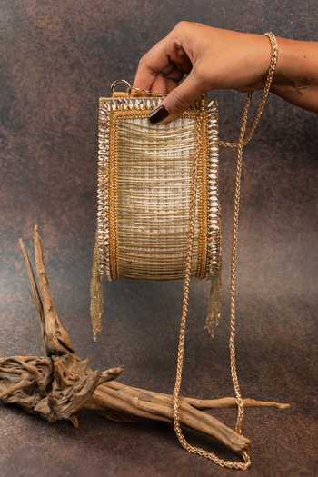 Nayaab By Sonia Hinted Beadfall Clutch Bag