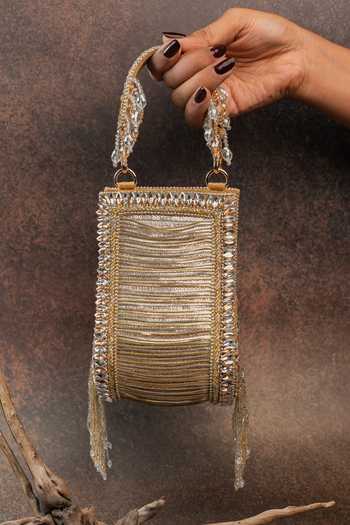 Nayaab By Sonia Hinted Beadfall Clutch Bag 