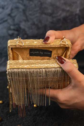Buy_Nayaab By Sonia_Gold Hinted Mini Kasse Clutch Bag _Online_at_Aza_Fashions