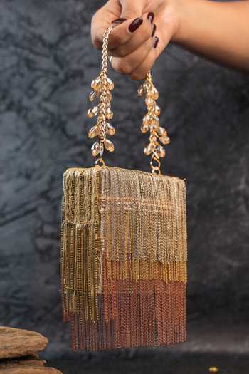 Nayaab By Sonia_Gold Hinted Mini Kasse Clutch Bag _at_Aza_Fashions