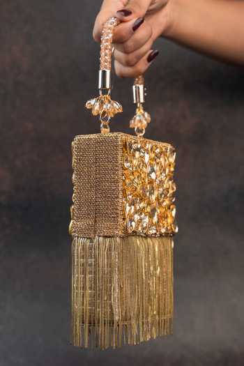 Nayaab By Sonia Gold Faux Diamond Hinted Boite Bag Online at Aza Fashions Nayaab By Sonia_Gold Faux Diamond Hinted Boite Bag _Online_at_Aza_Fashions