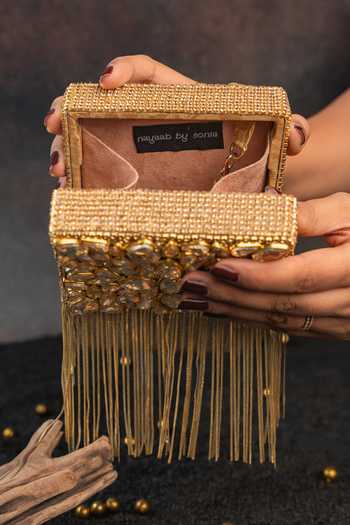 Buy Nayaab By Sonia Gold Faux Diamond Hinted Boite Bag Online at Aza Fashions Buy_Nayaab By Sonia_Gold Faux Diamond Hinted Boite Bag _Online_at_Aza_Fashions