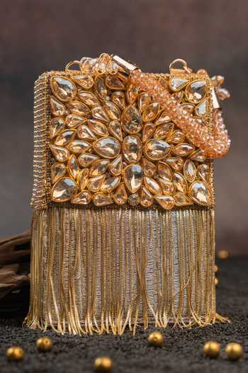 Nayaab By Sonia Faux Diamond Hinted Boite Bag
