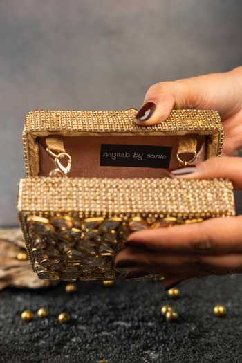Nayaab By Sonia Gold Faux Diamond Mini Casket Bag Online at Aza Fashions Nayaab By Sonia_Gold Faux Diamond Mini Casket Bag _Online_at_Aza_Fashions
