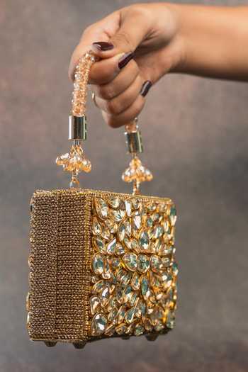 Buy Nayaab By Sonia Gold Faux Diamond Mini Casket Bag Online at Aza Fashions Buy_Nayaab By Sonia_Gold Faux Diamond Mini Casket Bag _Online_at_Aza_Fashions
